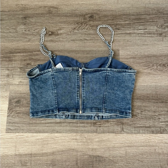 Guess denim corset bustier chain straps large - Picture 4 of 9